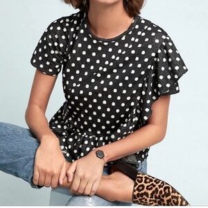 Anthropologie Eva Franco Polka Dot Quilted Top Size XL NWT